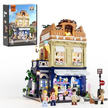 Imagem de Conjunto de tijolos de construção FUNWHOLE Gelato Store com LED 1948 u