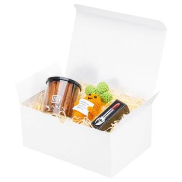 Imagem de Caixas de presente UnicoPak, pacote com 24, 23x15x10cm, brancas com ta