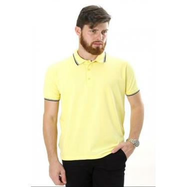 Imagem de Camiseta Masculina Gola Polo Amarela Piquet Gold Com Elastano