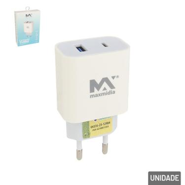 Imagem de Carregador Tipo-c e USB 15W QC3.0 Turbo Branco - Tudo em Caixa