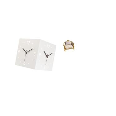 Imagem de Fenteer Relógio de Parede de Canto de Metal em Miniatura, Modelo de Sofá Moderno Quadrado, Relógio Decorativo Silencioso para Restaurante, Loja, Hotel, Casa D