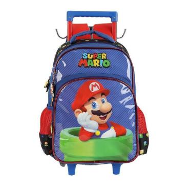 Imagem de Mochila de Rodinhas Com Alça Luxcel Super Mário Azul-Masculino