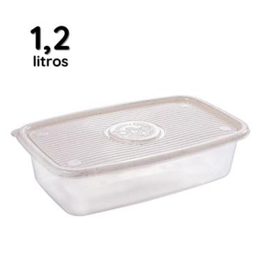 Imagem de Pote Mantimentos Marmita Vasilha Alimentos Retangular 1,2 L Porta Alim
