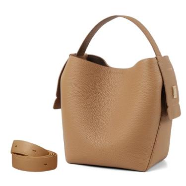 Imagem de LA'FESTIN Bolsa pequena de couro para mulheres: Bolsa tiracolo de ombro, Marrom claro