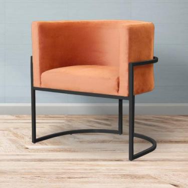 Imagem de Poltrona Decorativa Base Preta Luna Veludo - Straso Móveis, Veludo Ter