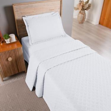 Imagem de Kit 2 Pçs Cobre Leito Solteiro Attuale Dupla Face Matelado Branco