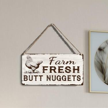 Imagem de Placa de parede engraçada para casa de galinheiro de galinheiro presentes para mulheres rústica casa de fazenda cozinha galinheiros cabine exterior decoração de casa acessórios de frango fresco