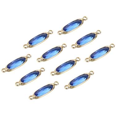 Imagem de Elo de conector de pedra do mês de nascimento, 10 peças de elos transparentes de diamante, joias de vidro, achados de contas de cristal para pingentes, colar, pulseira, brinco, azul escuro