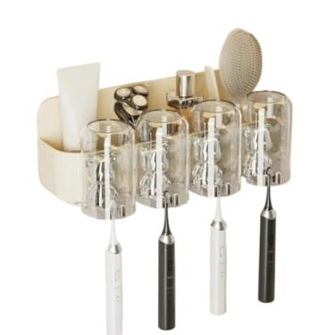 Imagem de Porta Escovas de Dente para Parede - Suporte com Adesivo Forte para 4 Escovas | Organizador de Banheiro sem Furacão
