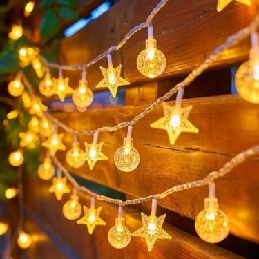 Imagem de Cordão de luzes de LED de estrela e globo para quarto, parede, pátio, jardim, decoração de festa de casamento de Natal