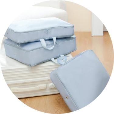 Imagem de Bolsa de armazenamento de jaqueta com alça e zíper, cubo organizador de roupas grande para guarda-roupa sazonal e uso em viagens