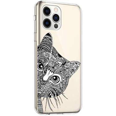 Imagem de Capa para iPhone 14 Pro 15.5 cm compatível com iPhone 14 Pro, pintura de cabeça de gato, capa de telefone transparente com caneta vermelha anti-queda para iPhone 14 Pro [9000]