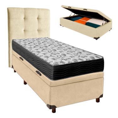 Imagem de Conjunto Cama Box Bau Blindado Solteiro + Colchão D33 Iso100 Ortobom + Cabeceira