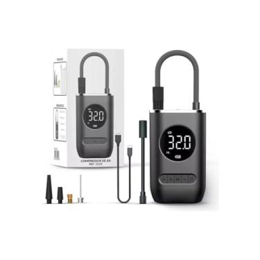 Imagem de Mini Compressor Calibrador Ar Digital Portátil Recarregável Cor Preto 110v/220v