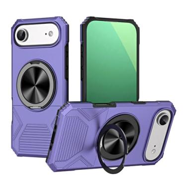 Imagem de Capa traseira protetora antiderrapante com suporte magnético de dupla camada de armadura de luxo, violetas, para iPhone 16e