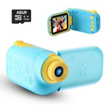 Imagem de Câmera infantil ASIUR 1080P HD 8MP, tela de 2,4" com cartão SD de 32 G