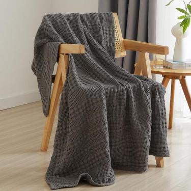 Imagem de Manta Throw Blanket PHF 100% algodão Waffle Weave 130 x 150 cm de carv