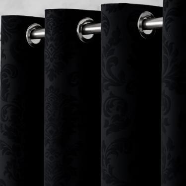 Imagem de Cortina Jacquard de 2,00 a 5,00 metros de largura para Sala Quarto Casa e Decoração (Preto, 4,00 x 2,70)