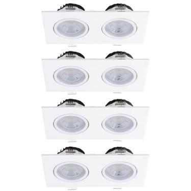 Imagem de Kit 4x Spot Embutir Duplo Face Plana Branco Quadrado LED Integrado 3000K 10W Bivolt