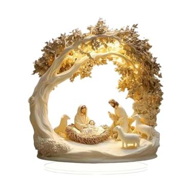 Imagem de FLCPJGV Prato com Cena Da Natividade em 2D, Peça Central Criativa para Vitrine de Loja, Lareira, Festa Ou Decoração de Interiores, Style B