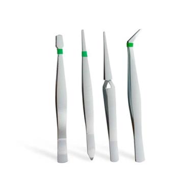 Imagem de Kit Profissional de Pinças Antiestáticas, 4 Peças, Pontas Diferentes para Manutenção de Eletrônicos, Relojoaria e Modelismo