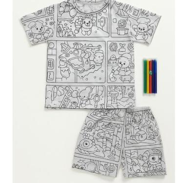 Imagem de Pijama de Pintar Colorir Masculino Menino Garoto Infantil Juvenil Tema