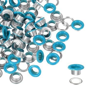 Imagem de YELARXI Kit de ilhós, ilhós de metal, kit de ilhós com arruelas 6 mm 1/10.2 cm encaixe interno redondo para (tecido/sapatos/roupas/artesanato faça você mesmo/bolsa/cinto) conjunto 250 e azul celeste