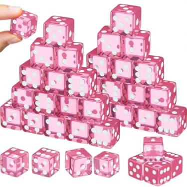 Imagem de Seenelling 36 Piece 19 mm Casino Style Craps Dice Sets Acrylic and Translucent D6 Dice, Square W/Rounded Edge for Casino, Craps, Table Games and Board Games (Light Pink)