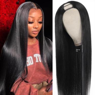 Imagem de Peruca de cabelo humano U Part Homgoss Straight 200% de densidade 18cm