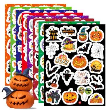 Imagem de Adesivos de Halloween para crianças - 8 folhas com 160 peças de desenhos animados de fantasmas fofos, suprimentos de lembrancinha de festa assustadora para guloseimas de sala de aula, sacolas de doces