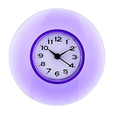 Imagem de Relógio de parede com sucção de espelho de cozinha e banheiro, lindo relógio de decoração para banheiro, cozinha, sala de estar (roxo;)
