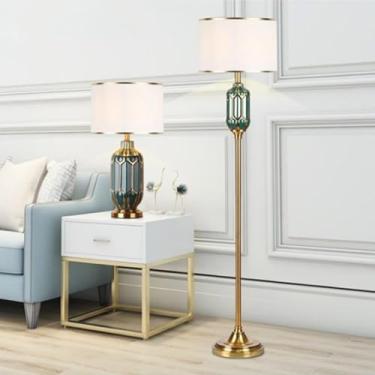 Imagem de Luminária de chão contemporânea de luxo em cerâmica, estilo retrô americano, para sala de estar, quarto, escritório, casa de campo ou hotel. Luminária de chão decorativa criativa em LED, com