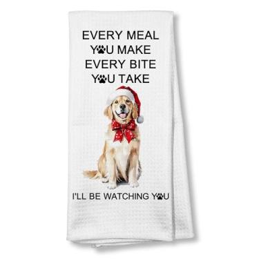 Imagem de ZNGFON Engraçado inverno Natal Golden Retriever toalhas de cozinha 16x24, cada refeição que você faz decoração de cachorro de inverno toalha de prato toalha de chá para cozinha banheiro, Golden