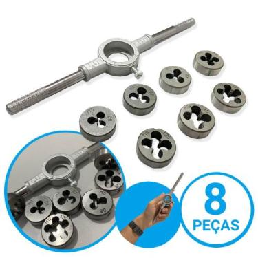 Imagem de Jogo Tarracha Cossinetes Para Abrir Rosca Vira Macho 8 Peças - Lugatoo