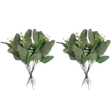 Imagem de hhdatc 20 hastes artificiais de eucalipto, vegetação artificial com detalhes de sementes brancas, vegetação a granel para vasos, grinaldas, buquês e decorações de casamento