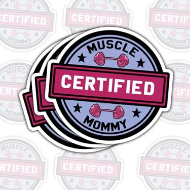 Imagem de 3 peças de adesivos certificados para mamãe musculosa, adesivos de treino, decalque de treino de bebê Mami, adesivos de academia para ginasta, bodybuilder laptop, garrafa de água, carro, telefone