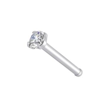 Imagem de Anel de titânio brilhante pequeno 2,5 mm CZ nariz piercing delicado narina 20 g 18 g hipoalergênico sem níquel joia corporal osso reto pino de narina, 20g (0.8mm), Titânio, Zircônia cúbica