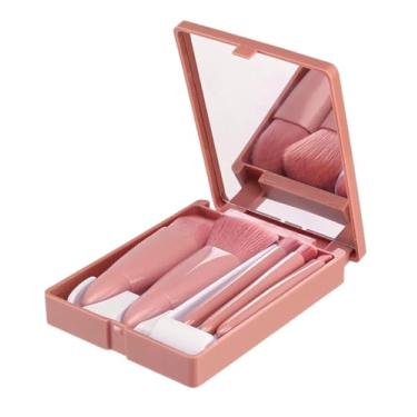 Imagem de Kit de Maquiagem Portátil com Espelho – Estojo com 5 Pincéis de Maquiagem – Compacto e Prático para Viagem