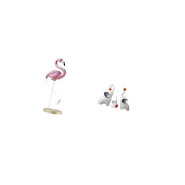 Imagem de Fenteer Estátua de Flamingo E Elefante em Resina, Escultura de Pássaro, Decoração para Casa, Lareira, Arte Moderna, Estatueta para Jardim, Suporte de Metal, Q