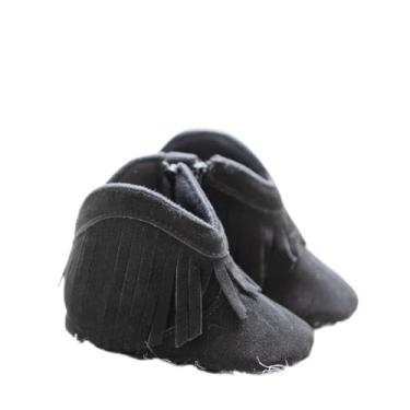 Imagem de Botas de borlas para bebês meninas meninos e meninas aconchegantes botas quentes de inverno sapatos de berço antiderrapantes para crianças pequenas, Preto, 12-18 Months Toddler