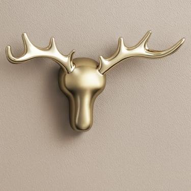 Imagem de Labulak Ganchos de parede de metal de veado, ganchos decorativos dourados para pendurar casacos, cachecóis, bolsas, toalhas