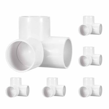Imagem de Kozelo Pacote com 6 encaixes de tubulação de cotovelo de PVC SCH40 de 3 vias, encaixe em T de saída lateral de canto de cotovelo de PVC de 3 vias, conectores de tubo de grau de móveis para projeto DIY