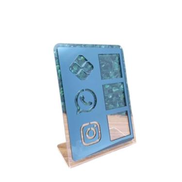 Imagem de Placa Pix Display em Plastico PS Mesa Balcão PIX Zap Instagram Interativo (ECONÔMICO)(Transparente & Preto)