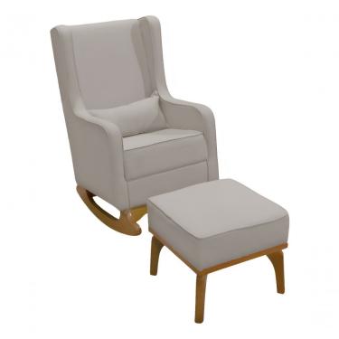 Imagem de Poltrona De Amamentação E Balanço Retro áquila C/ Puff Bege Cor Bege Desenho Do Tecido Liso