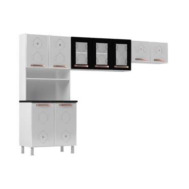 Imagem de Cozinha Compacta Mirage Aço 3 Peças 2 Aéreos + 1 Paneleiro Czc40 Branco Preto Telasul