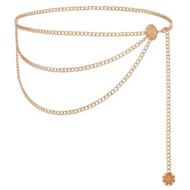 Imagem de LXUEJIE Corrente de cintura de metal multicamadas, cintos de corrente de ouro ajustáveis, cinto de corrente de ouro para mulheres, para vestidos e calças jeans