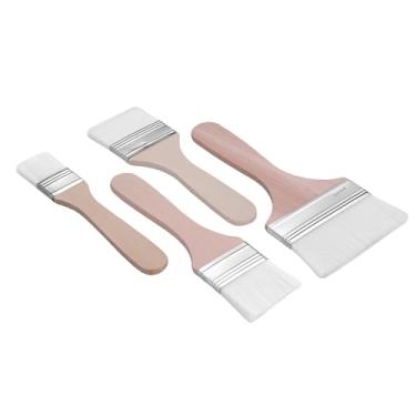 Imagem de Pacote com 4 pincéis de tinta com cerdas sintéticas para pintura primária, madeira, envernizamento, paredes, pintura, móveis, conjunto de pincéis de madeira