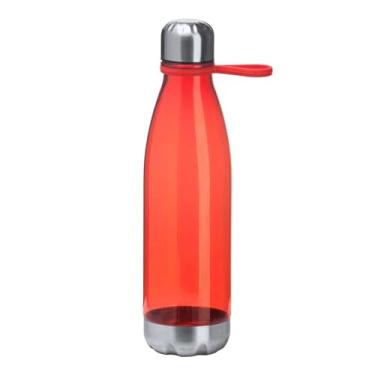 Imagem de Garrafa Squeeze Ecológica 700ml (Plástico Reciclado) | Base de Metal e Tampa com Anel de Silicone | Alça Flexível | Ultra Leve 96g | Sustentável e Vedação Segura (Vermelho)