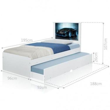 Imagem de Cama Bibox Solteiro Carro Raio Azul Com Colchões