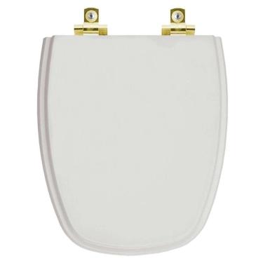 Imagem de Assento Sanitário Com Fechamento Lento Monte Carlo Cinza Real Para Vaso Deca Com Ferragem Dourada